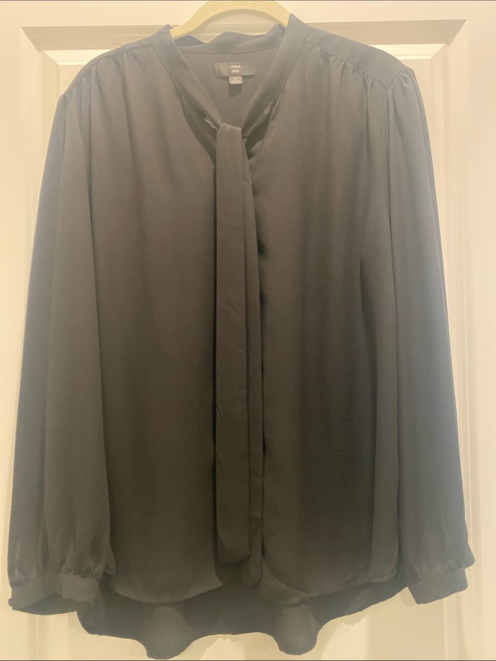 J. Crew Black Tie-Neck Long-Sleeve Blouse